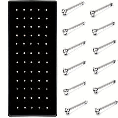 60pcs Stainless Steel Nose Stud Ring Set Body Piercing Jewelry
