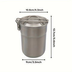 Silver Outdoor Stainless Steel Cooking Pot with Lid - Camping Light