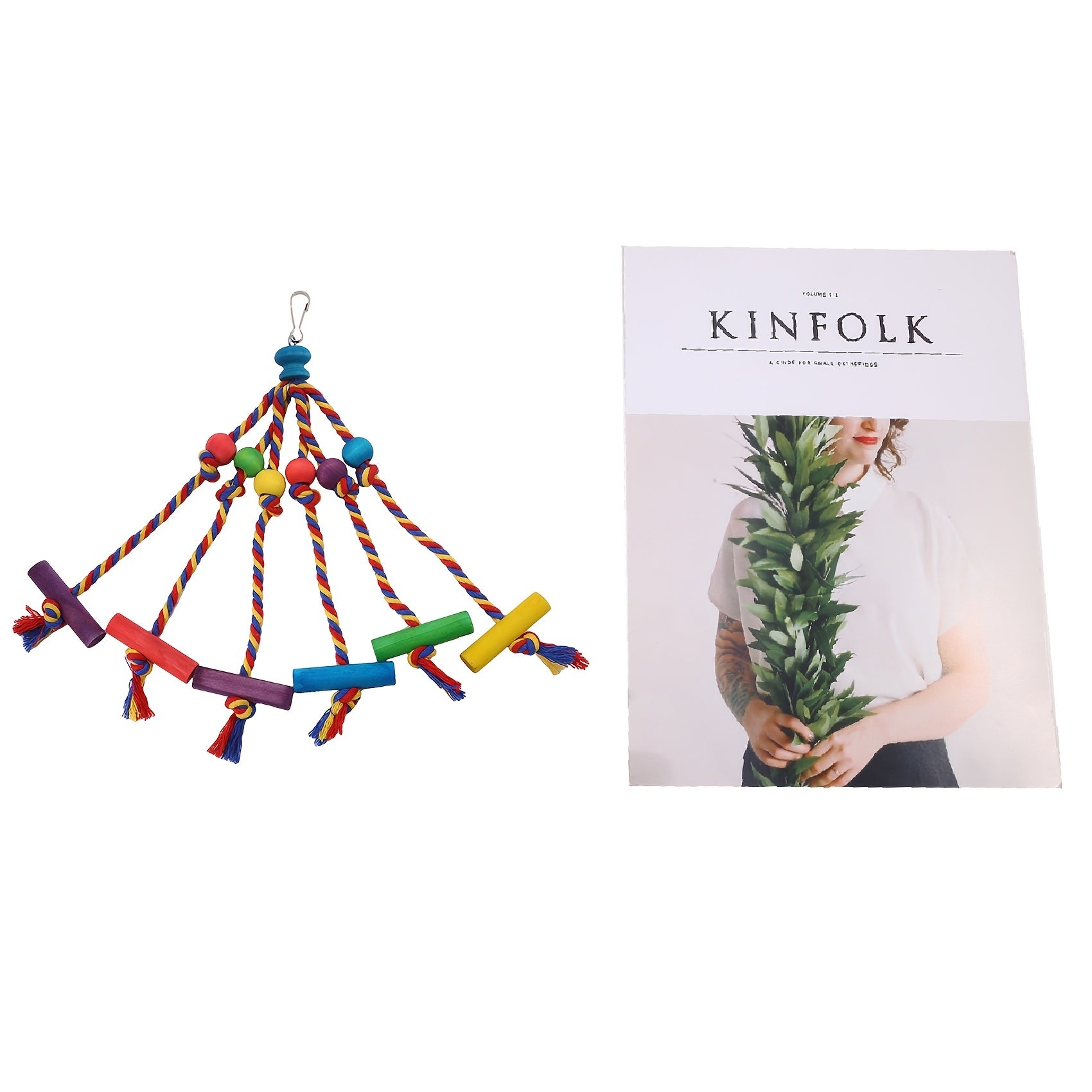 Colorful Parrot Toy with Beads and Wood Block