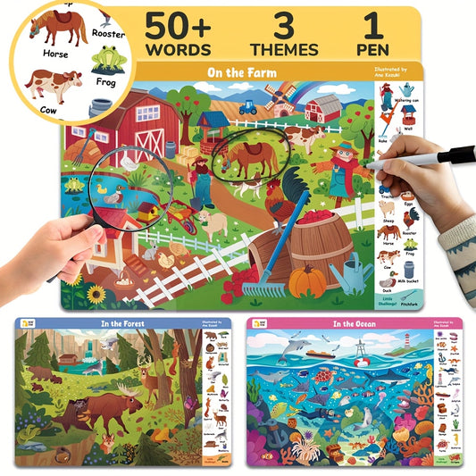 3pcs Find Hidden Objects Books for Kids, Farms Theme