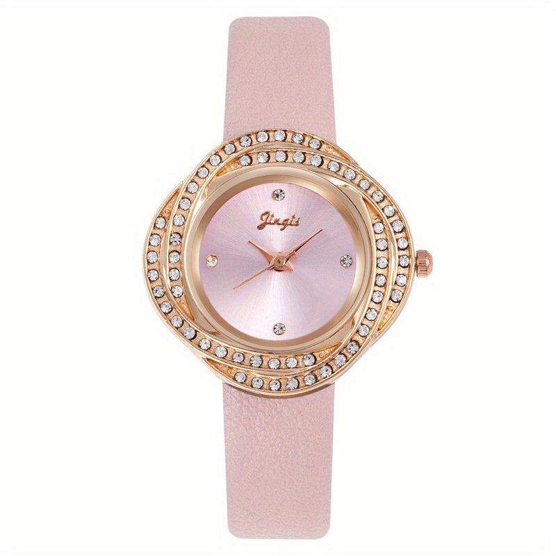 Rhinestone Studded Quartz Watch For Kids