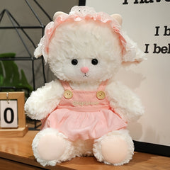 Adorable Plush Sheep Doll Soft Pink & Fluffy Sheep with Golden Bell
