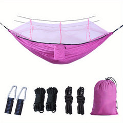 Portable Hammock With Mosquito Net Lightweight Parachute Fabric Outdoor Camping