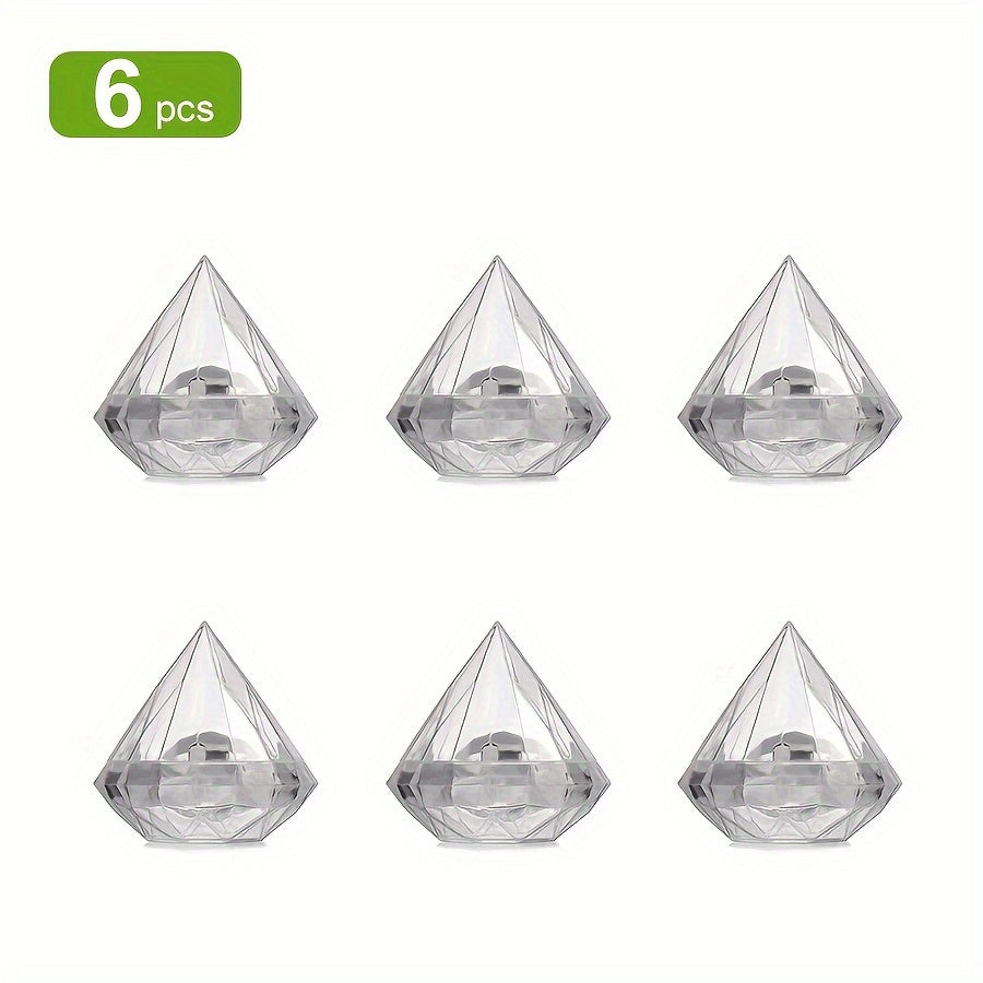 6pcs Artificial Diamond Plastic Boxes Packaging Box for Christmas Decoration