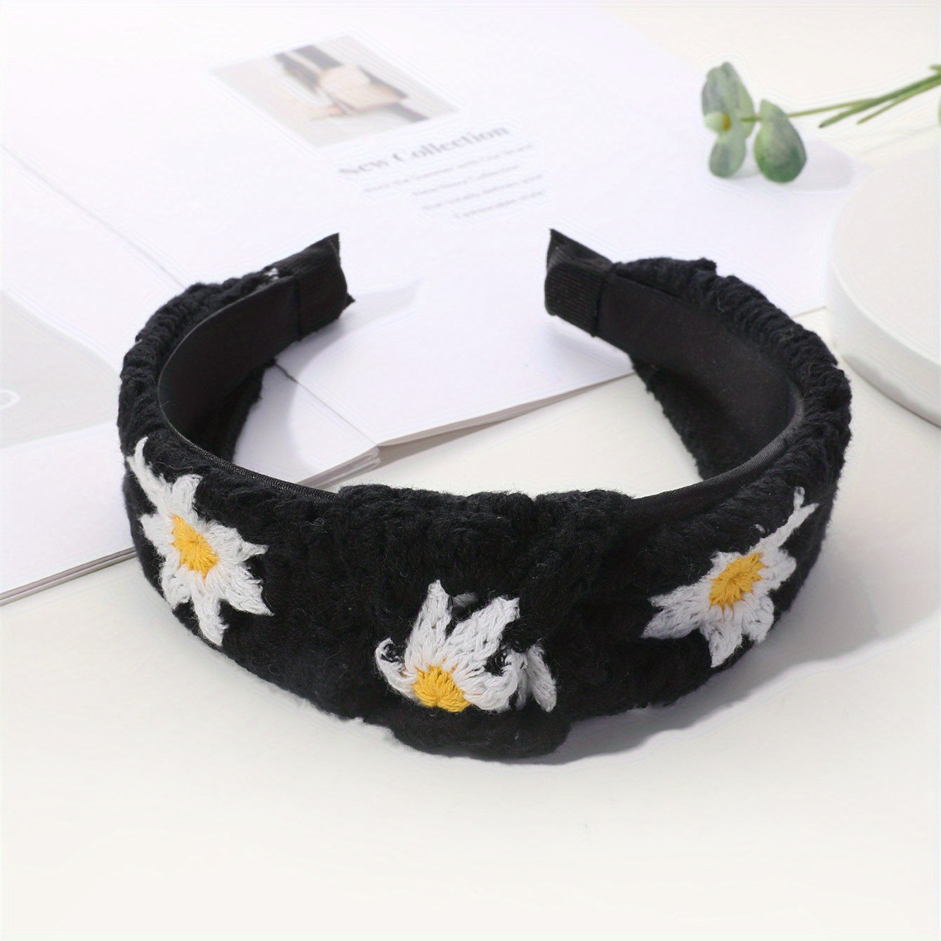 Knitted Sunflower Pattern Headband for Women Girls