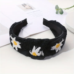 Knitted Sunflower Pattern Headband for Women Girls