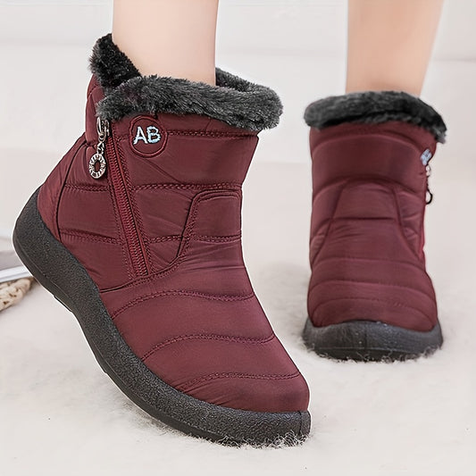 Women's Faux Fur Snow Boots Winter Ankle Boots Side Zipper