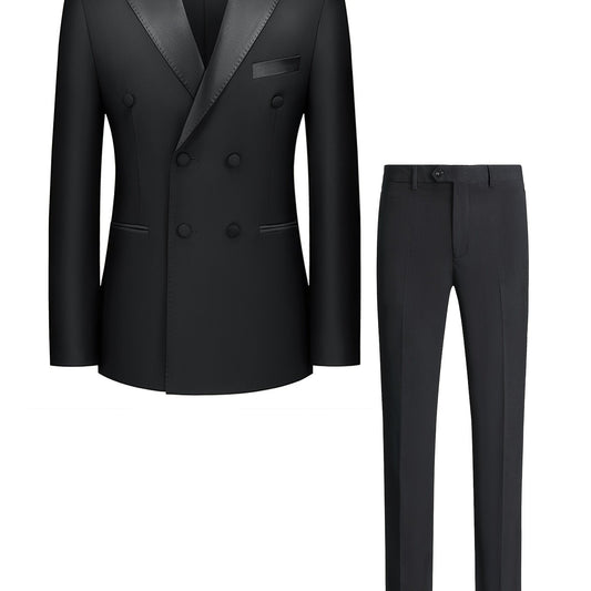 Men's Double Breasted Business Blazer Suit with Pants