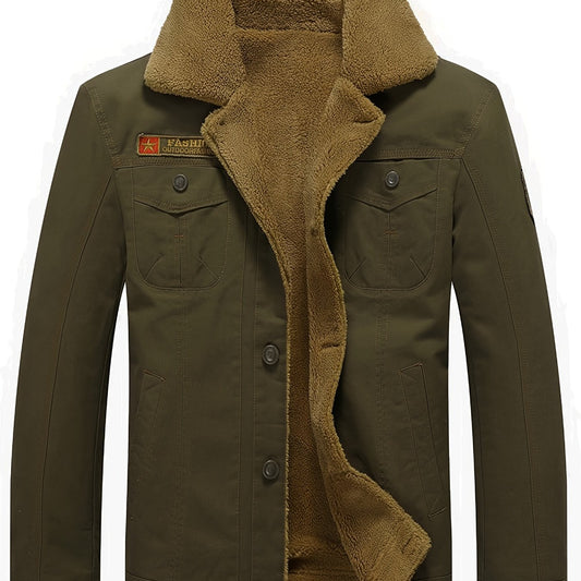 Men's Warm Fleece Cotton Biker Jacket Coat