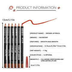 Matte Lip Liner Set - 16 Colors Wooden Lipstick for Contouring