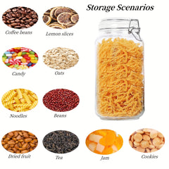 Glass Food Storage Container with Lid Cereal Rice Pasta Tea Nuts Coffee Beans