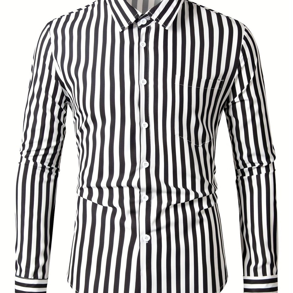 Men's Lapel Striped Shirt Casual Button Up Long Sleeve Outdoor