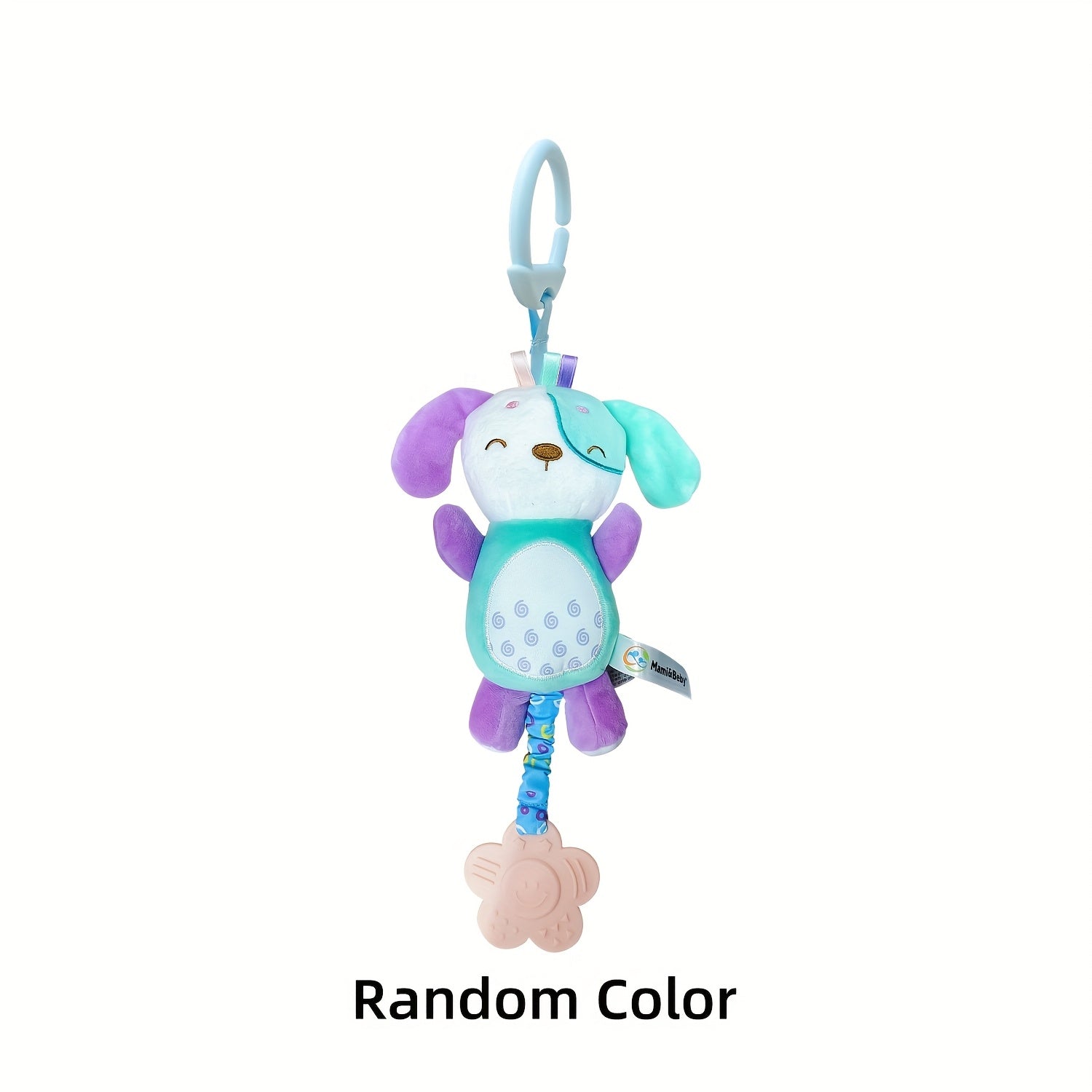 Purple Animal Plush Toy with Crinkle, Squeaker & Teether