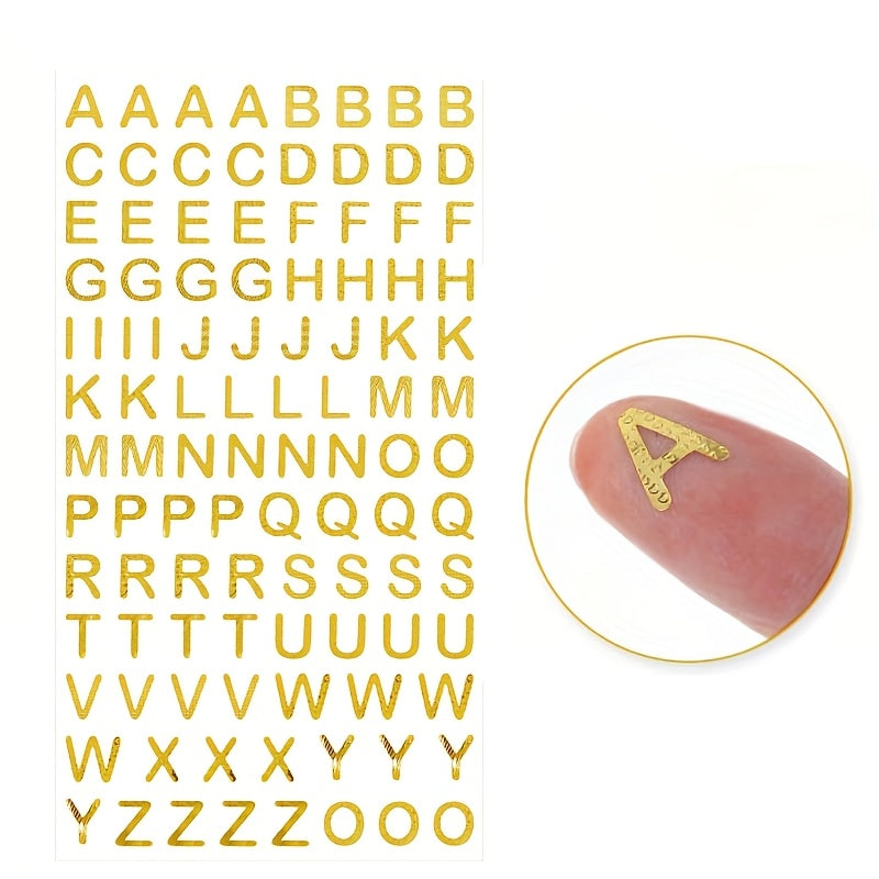8 Sheets Golden Letter Stickers Small Glitter Self Adhesive Alphabet Stickers