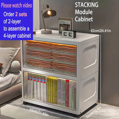 1pc Stackable Storage Cabinet with Lids Plastic Boxes Home Decor