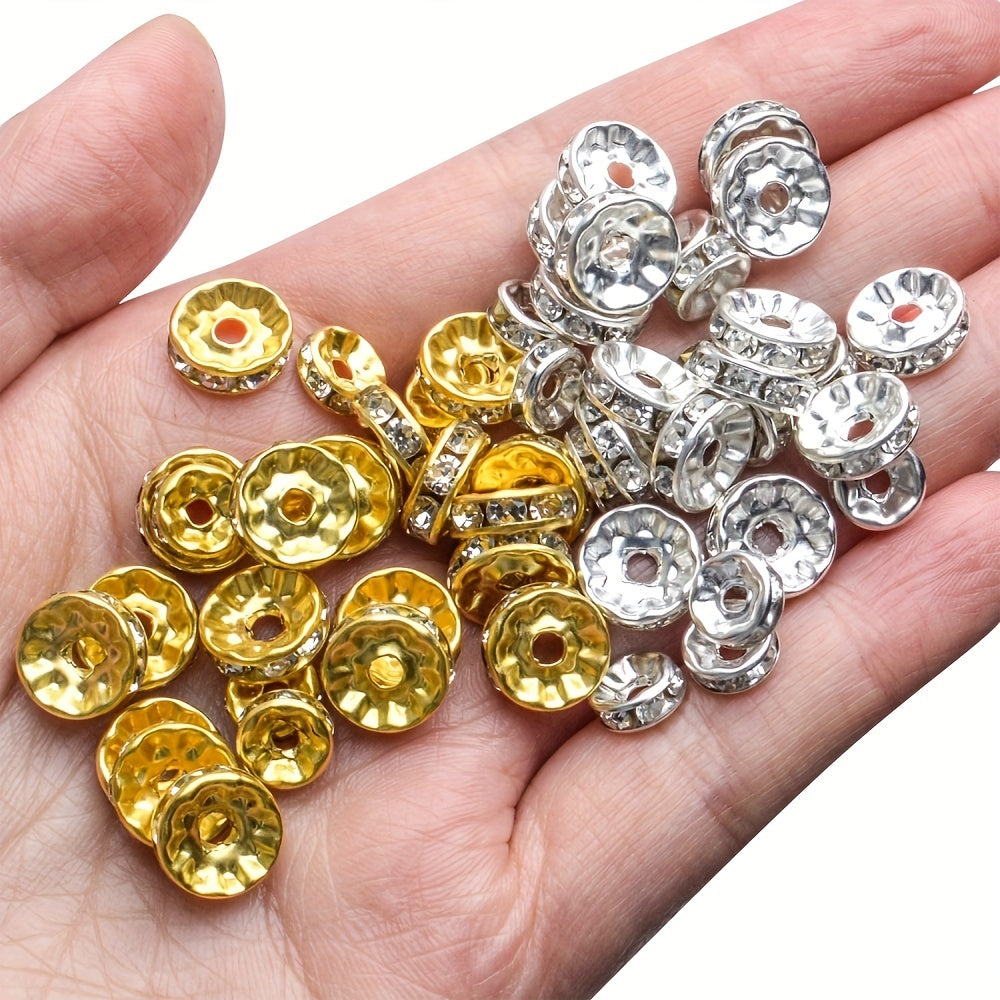 100pcs Crystal Spacer Beads Rhinestone Beads Round Rondelle Spacer Beads