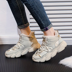 Plush Lined Thermal Furry Chunky Sneakers Casual Fall Winter Shoes