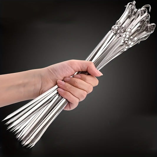 20pcs Stainless Steel BBQ Skewers & Forks, Easy to Clean & Carry