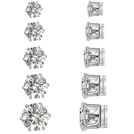 5 Pairs Magnetic Stud Earrings Set for Girls, Stylish Daily Decoration