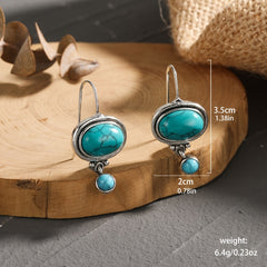 Vintage Turquoise Dangle Earrings Silver Plated Birthstone Jewelry