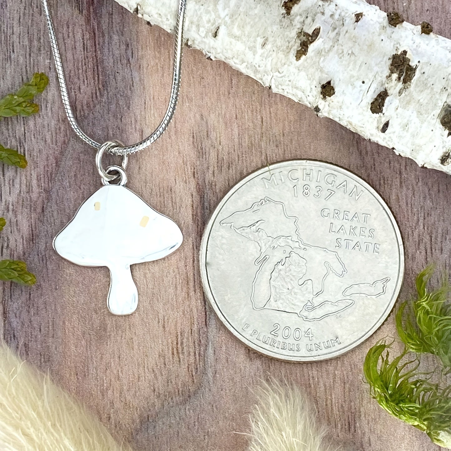 Vintage Mushroom Pendant Necklace Oval Star Moon Mushroom Plant Small Mushroom