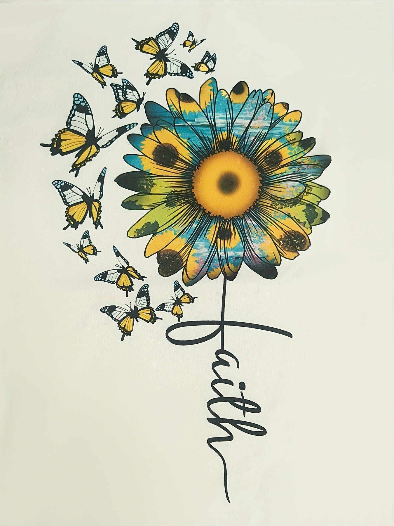 Butterfly & Sunflower Print Two Piece Set