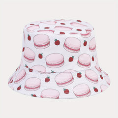 Hamburger Pattern Reversible Bucket Hat Outdoor Sunshade Basin Hat