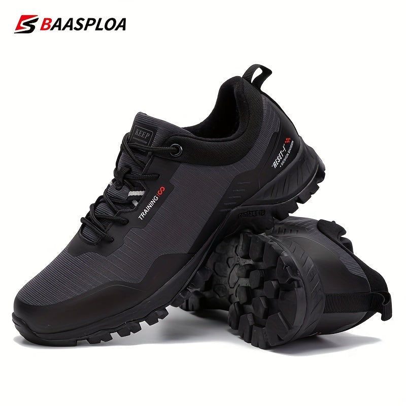 Baasploa Men's Lace Up Hiking Shoes Anti-Skid for Camping