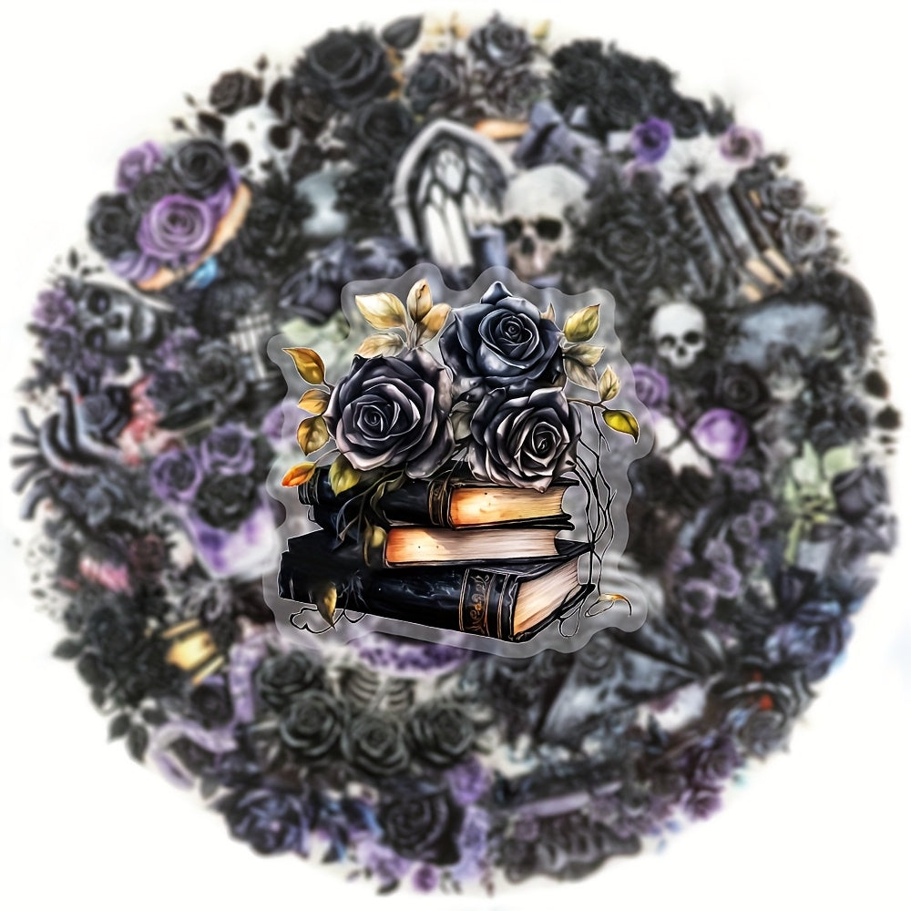 50 Gothic Rose Stickers Transparent PET Material for Various Items