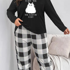  Colorblock Gingham Tee & Pants Pajama Set