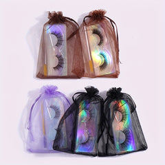 5 Pairs Natural Thick False Eyelashes C Curling with Brushes & Bag