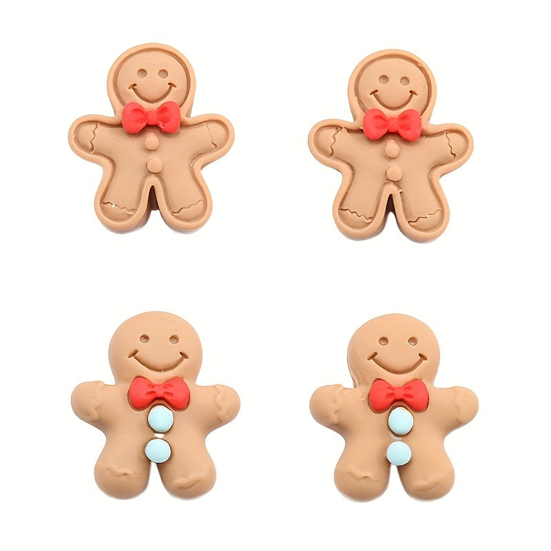 10pcs Christmas Gingerbread Man Resin Ornament DIY Decoration Accessories