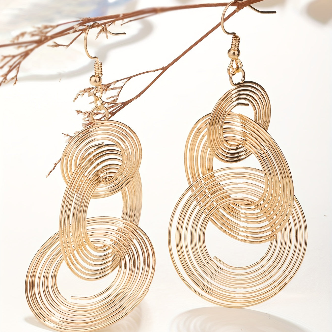 Round Shape Dangle Earrings Stainless Steel Jewelry