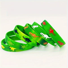 6pcs Camo Dinosaur Wrist Strap Silicone Bracelet