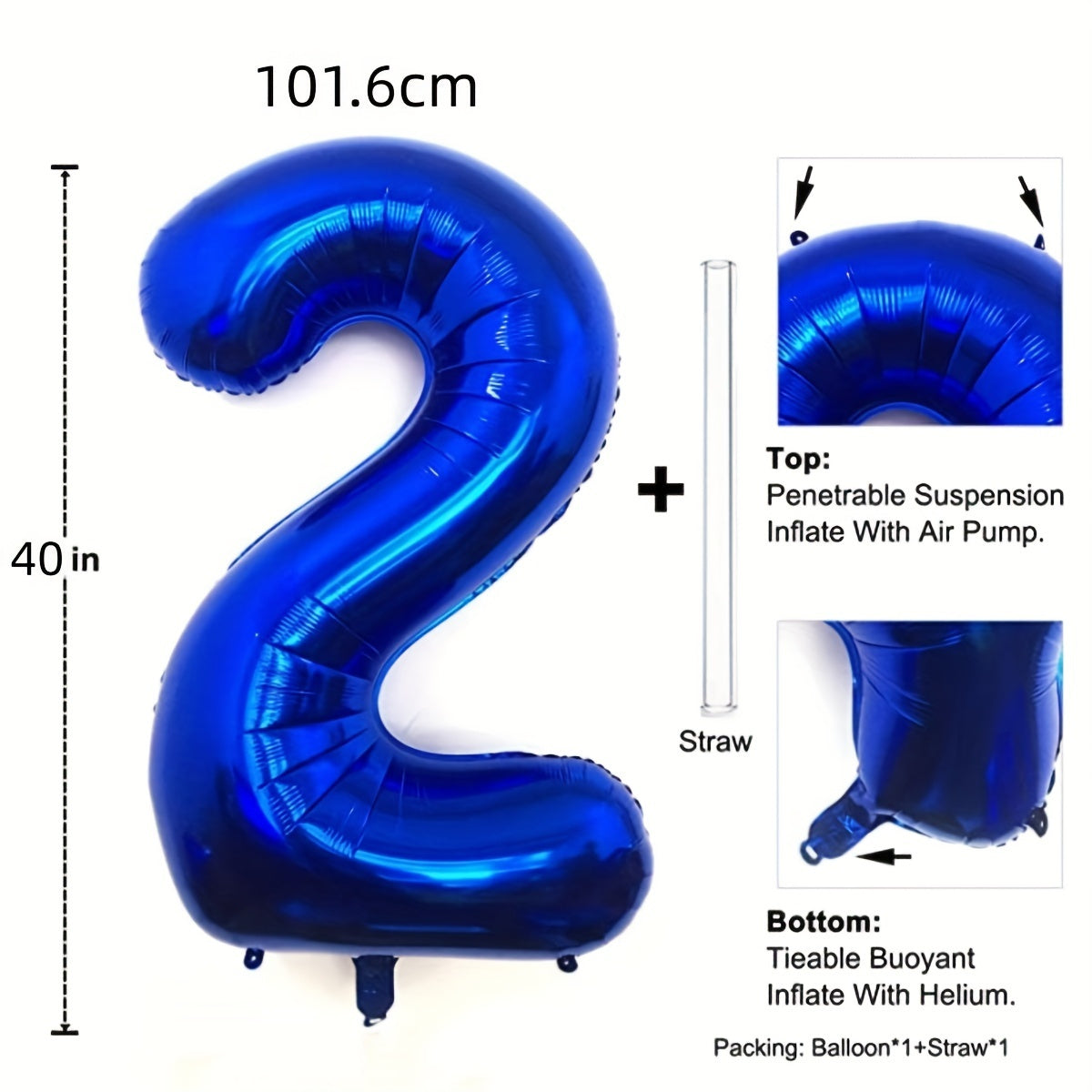 40 Inch Navy Digital 0-9 Large Number Balloon for Party Graduation Anniversary