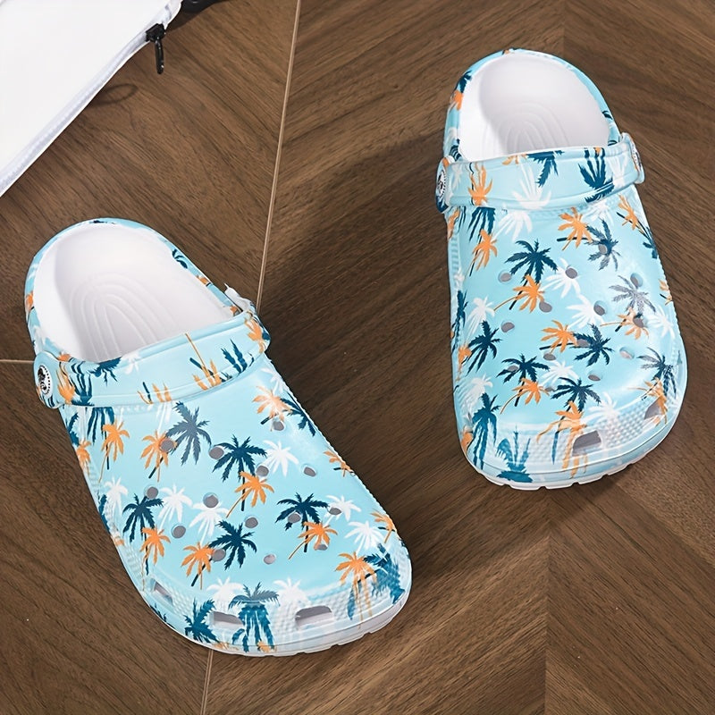 Women's Coconut Leaves Pattern Clogs Slip On Beach Shoes