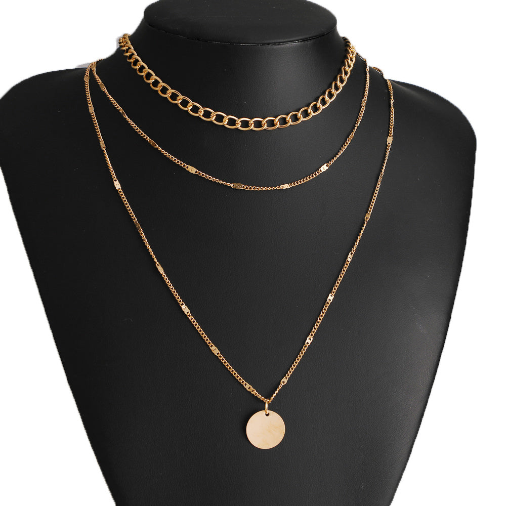 Women's Chain Disc Layered Necklace for Party