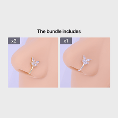 Glamor Zircon Butterfly Nose Ring Women's Delicate Jewelry Nose Clip