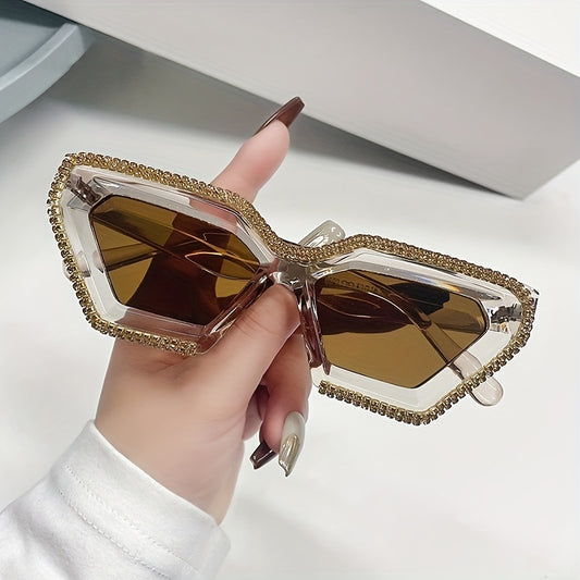 Y2K Cat Eye Sunglasses Rhinestone UV400 Sun Shades Beach Party Club