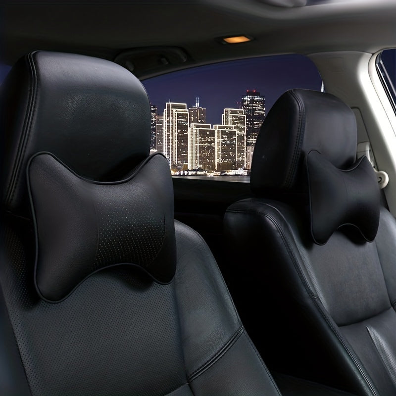 Car Headrest Faux Leather Neck Pillow Soft Seat Rest Cushion Auto SUV Decor