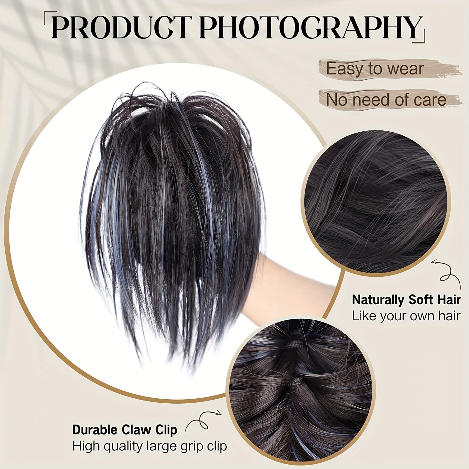 Y2K Messy Bun Hair Piece Claw Clip Synthetic Curly Chignon Hair Bun