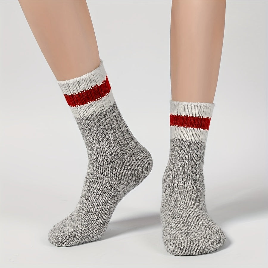 2 Pairs Striped Mid Tube Socks Women's Stockings & Hosiery
