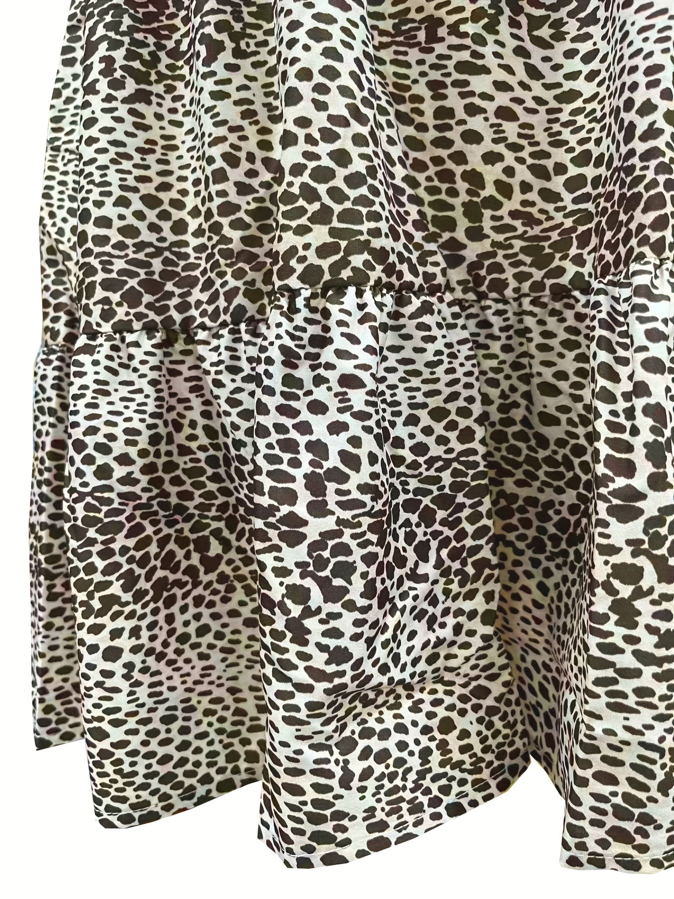 Leopard Print V Neck Dress Long Sleeve Dress Spring Fall Women's Clothing