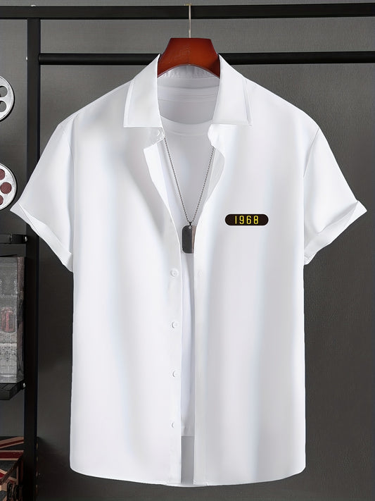 Men's Lapel Solid 4998 Graphic Button Down Shirts Top Blouse