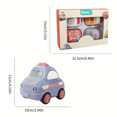 Friction Powered Push Car Toys with Music - Police Fire Trucks