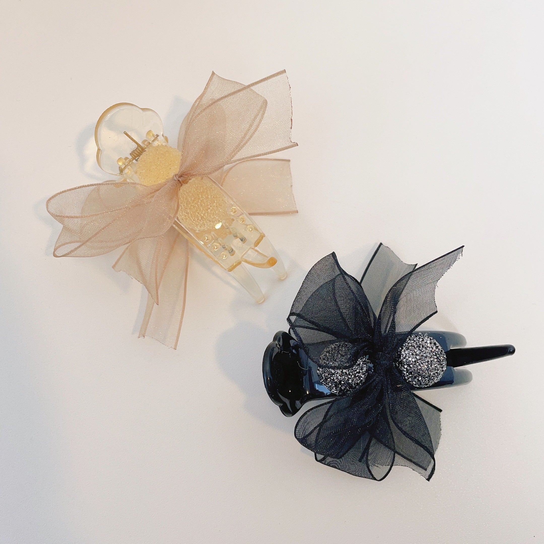 Mesh Bow Decor Hair Clip Large Duck Billed Clip