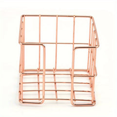 Rose Golden Sticky Note Holder Metal Cube Desktop Organizer