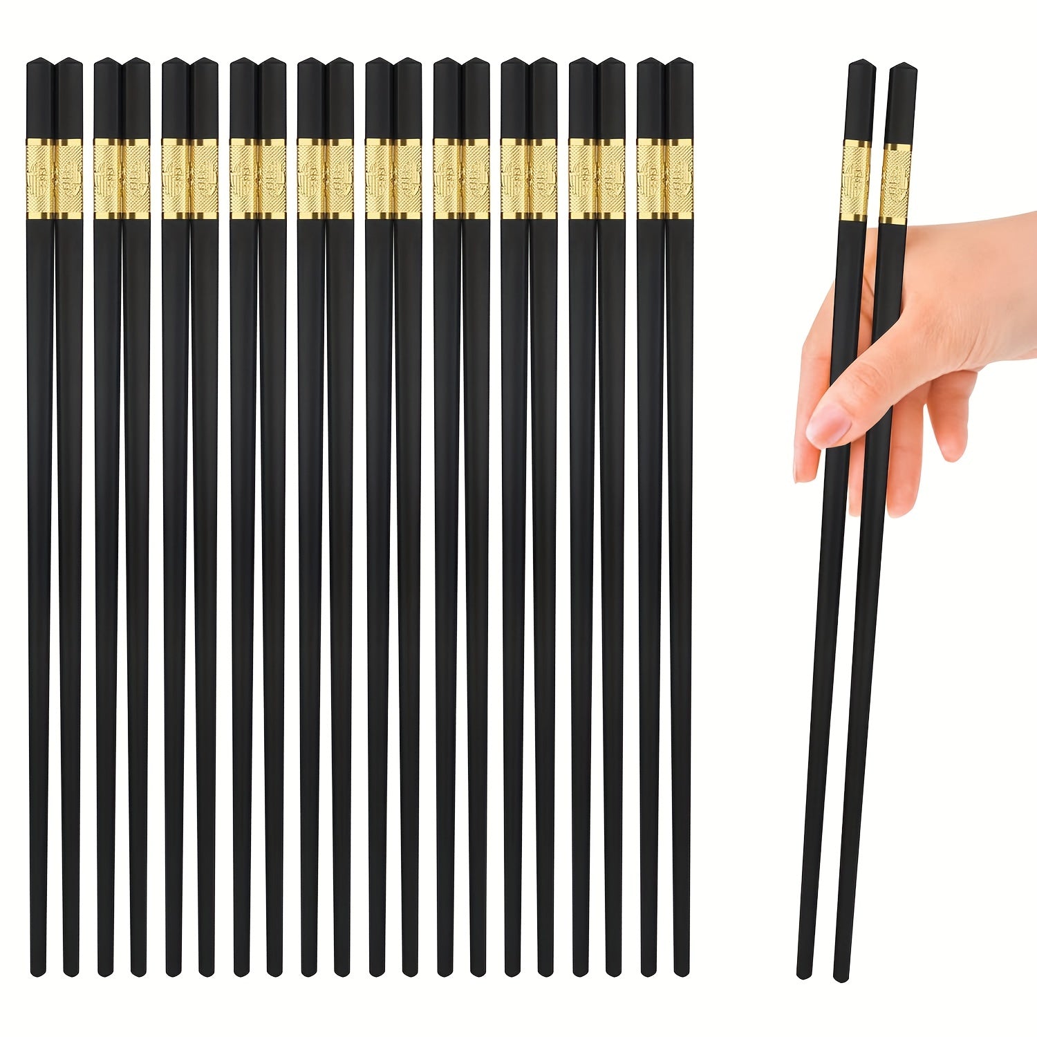 10 Pairs Non Slip Fiberglass Chopsticks Reusable Dishwasher Safe Easy To Clean