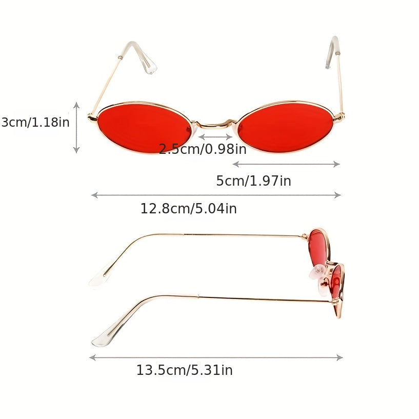 Oval Metal Frame Sunglasses For Women Men Tinted Lens Glasses UV400