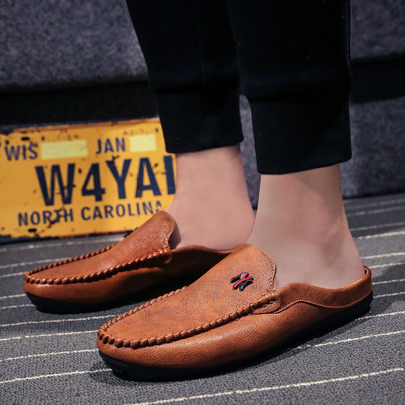 Men's Faux Leather Slip On Mules Lightweight Casual Shoes